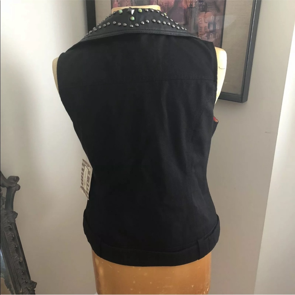Tasha Polizzi Vest leather, studs, turquoise - Picture 2 of 5